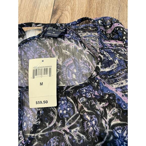 NWT Lucky Brand Live in Love Womens Sz Medium Sheer Blouse Boho Peasant - Picture 11 of 15